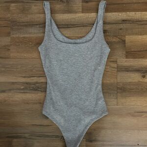 Fashion Nova Gray Ribbed Bodysuit